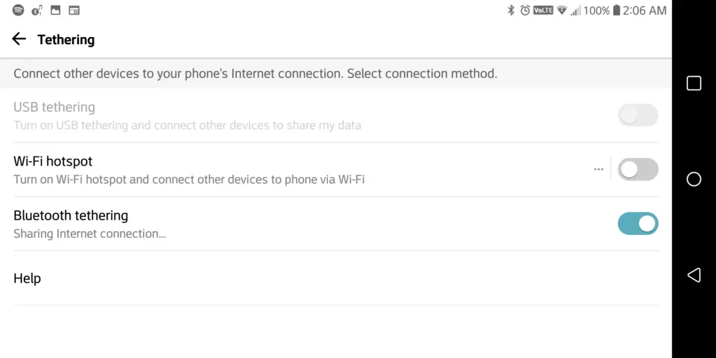 Bluetooth Tethering Android