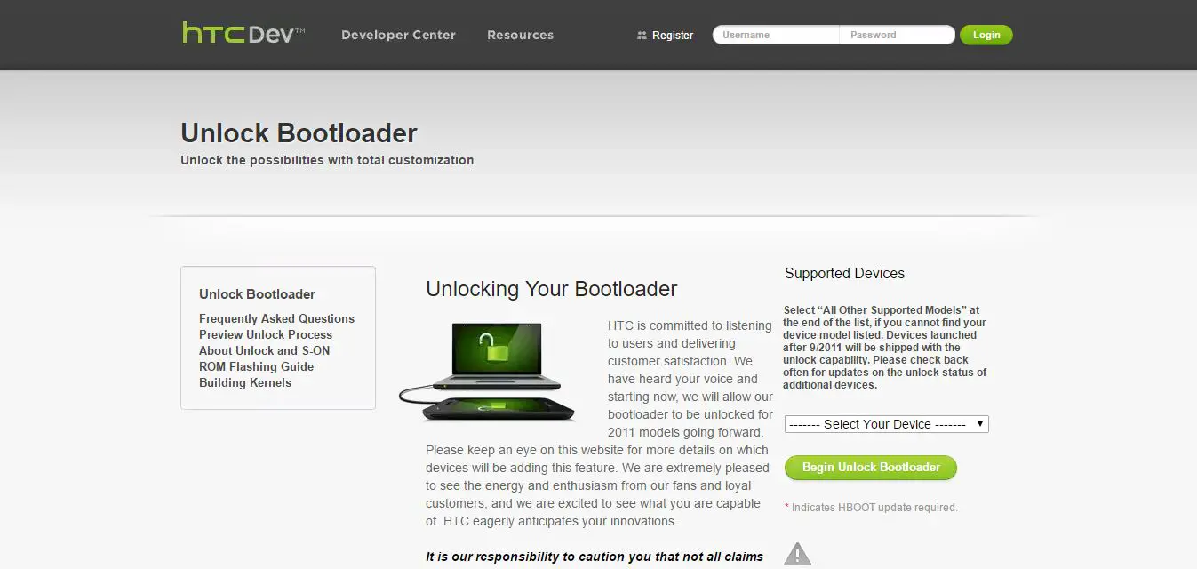 Unlock bootloader