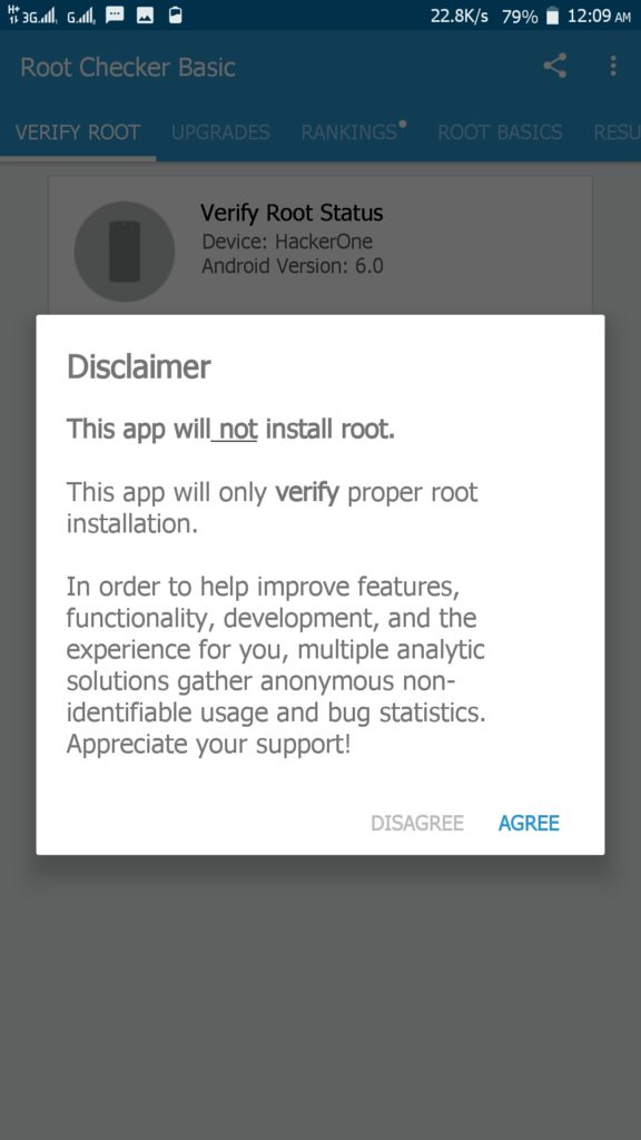 Root Checker Disclaimer