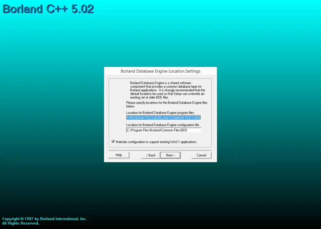 Borland Turbo C++ Database Engine Location