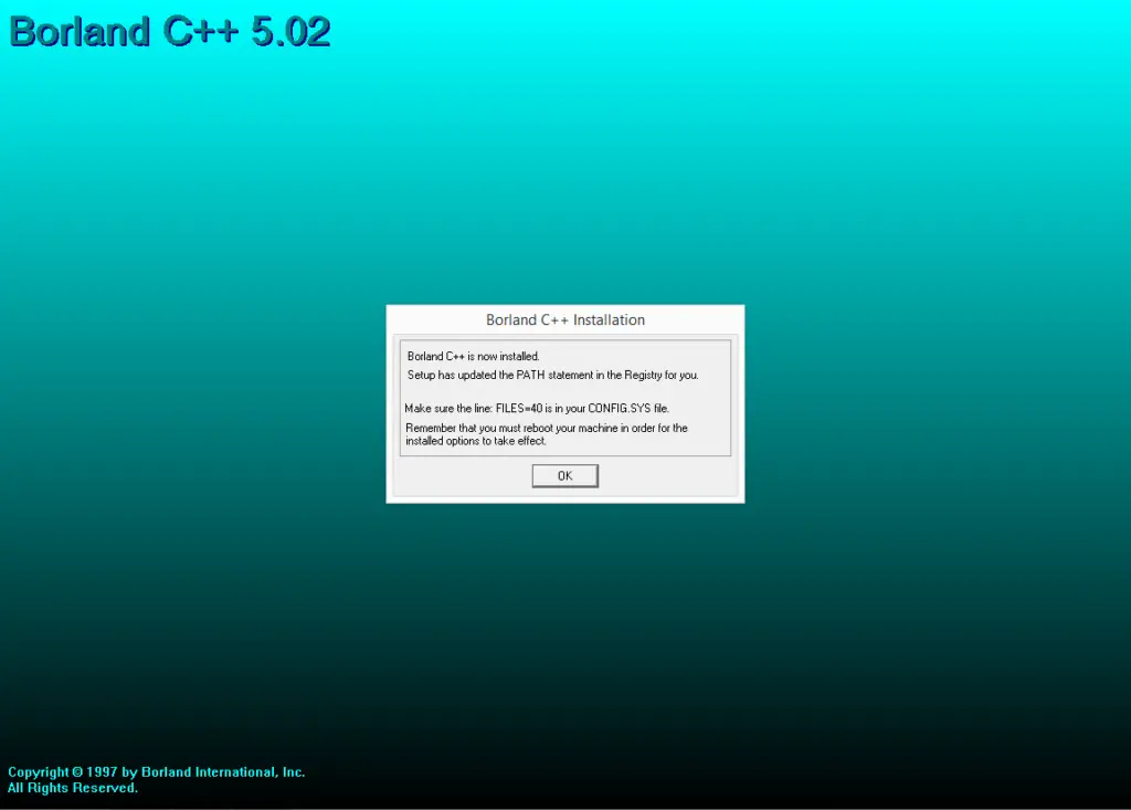 Borland Turbo C++ Installation Successful