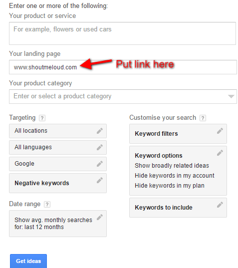 Website Analysis Google Keyword Planner