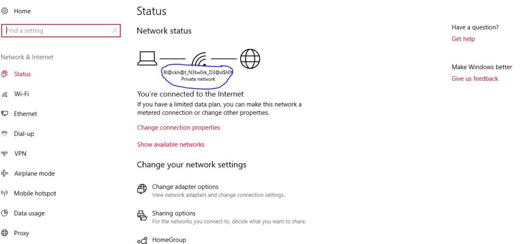 Windows Wifi Settings