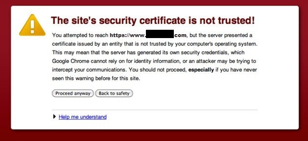 The Site'S Security Certificate Is Not Trusted