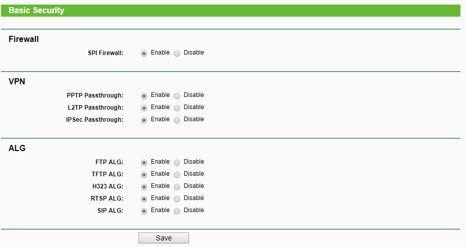 Wifi Router Firewall Settings