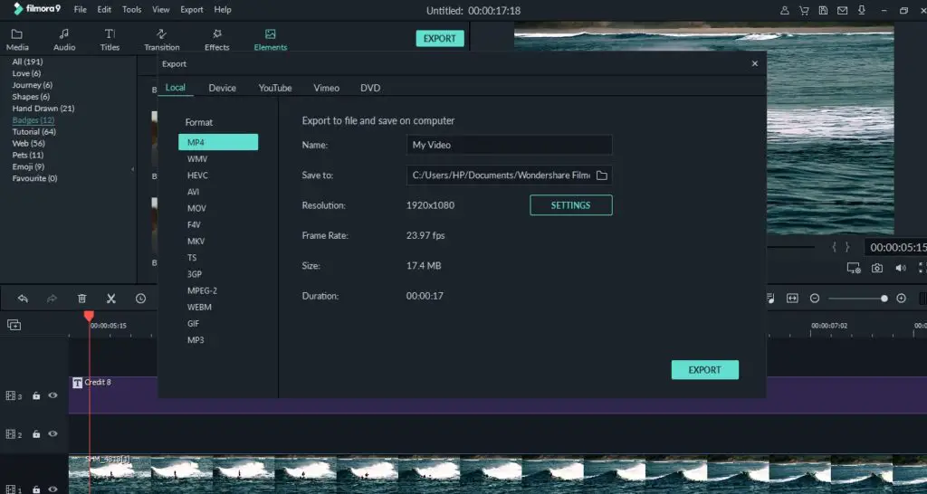 Wondershare Filmora9 - Export