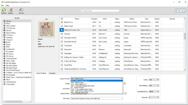 Tunefab Apple Music Converter - Choose Output Format