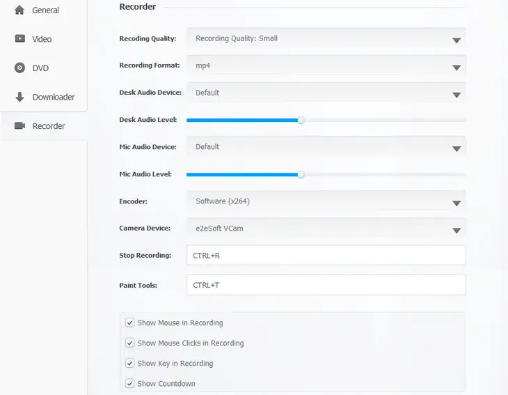 Videoproc Recorder Settings