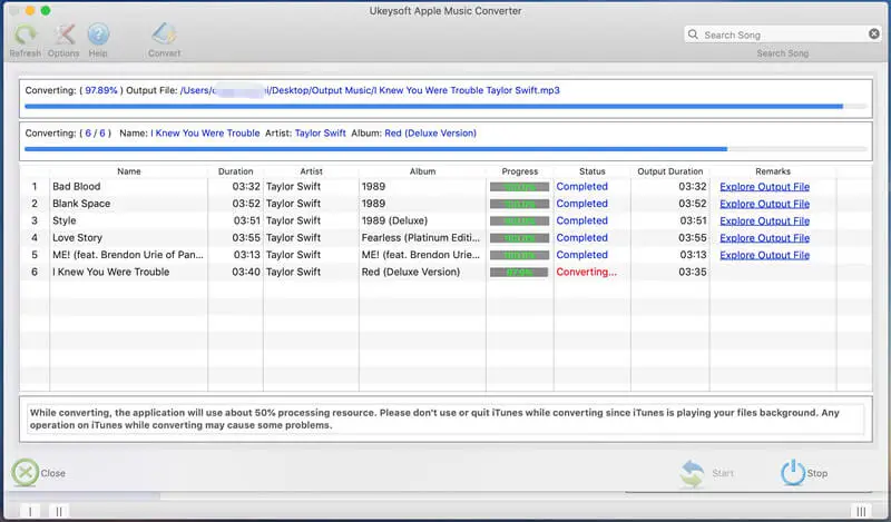 Ukeysoft Apple Music Converter Conversion Process