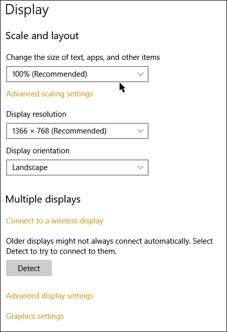 Display Resolution Settings