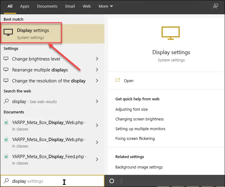 Display Settings On Windows