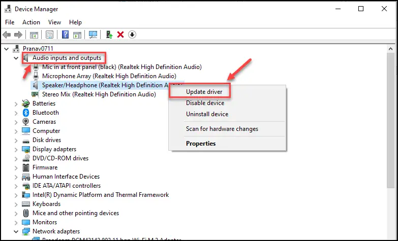 Update Driver On Windows Using Device Manager