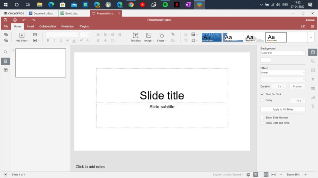 Onlyoffice Presentation Editor