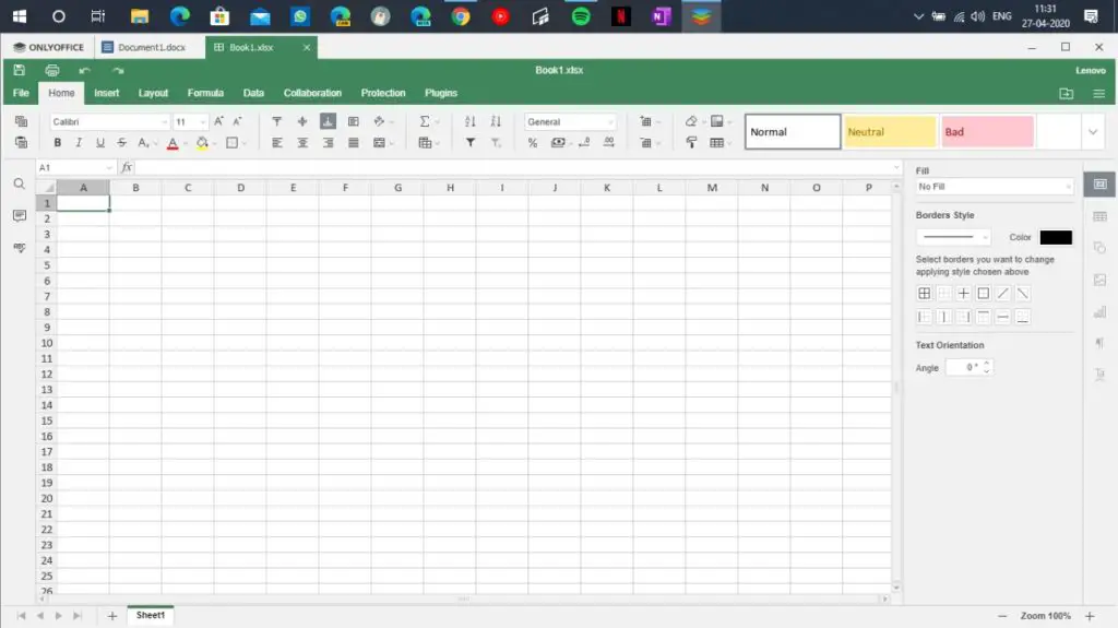 Onlyoffice Spreadsheet Editor