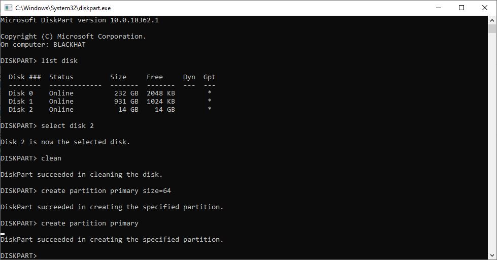 diskpart format ntfs