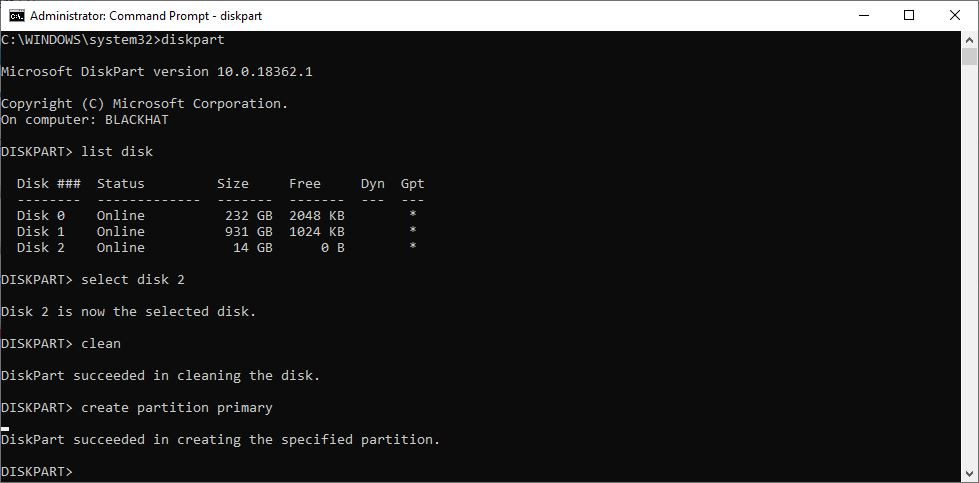 Diskpart Create Partition Primary