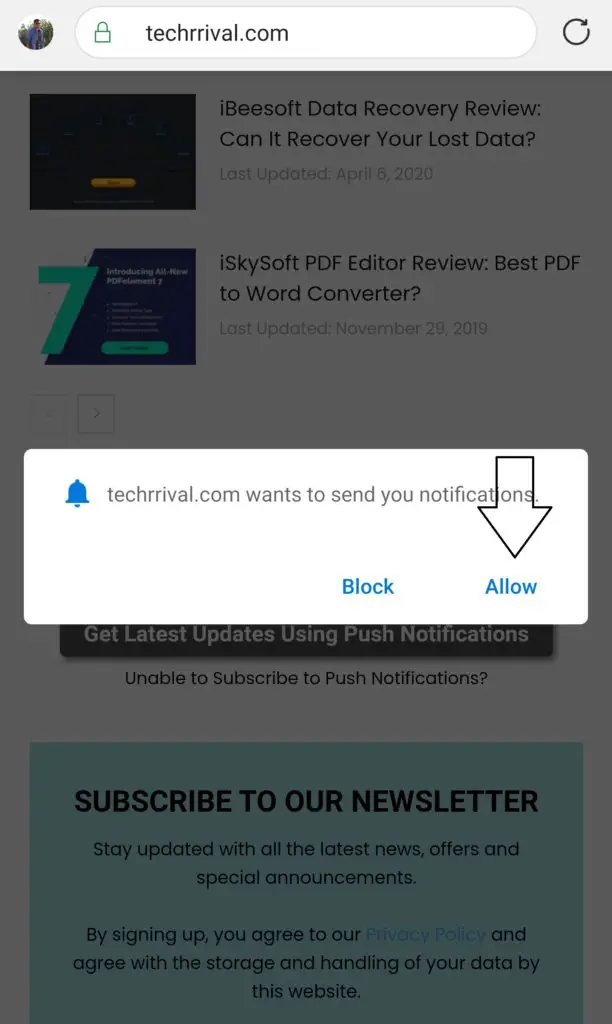 Allow Notifications Android Tech Arrival