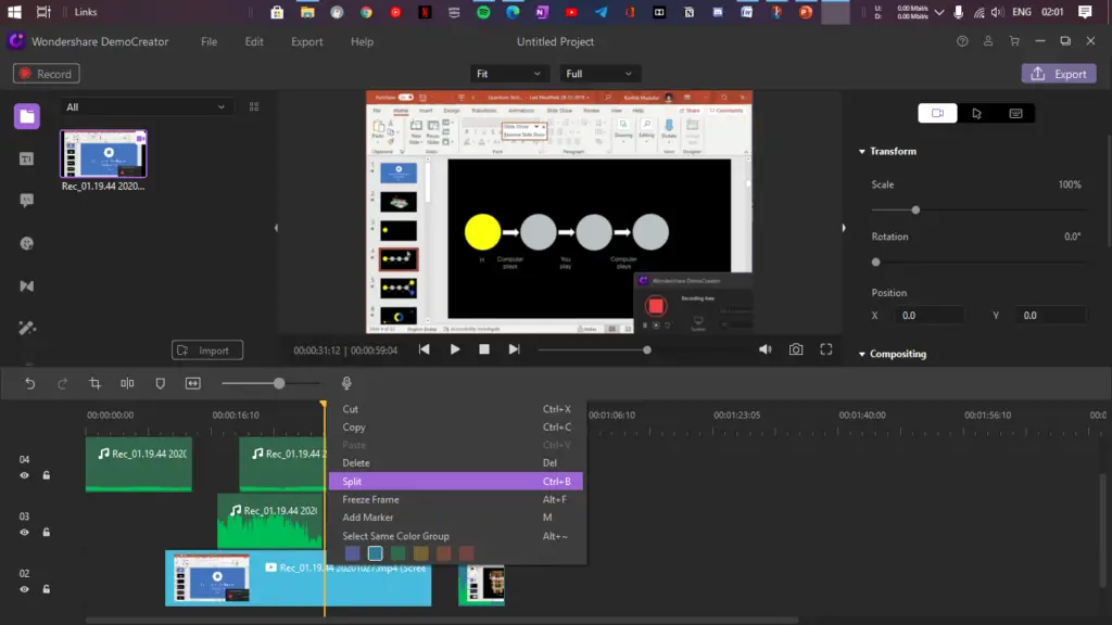 Wondershare Democreator Editing Video