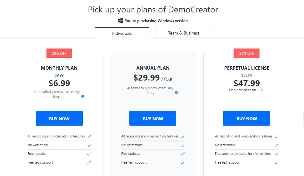 Wondershare Democreator Pricing