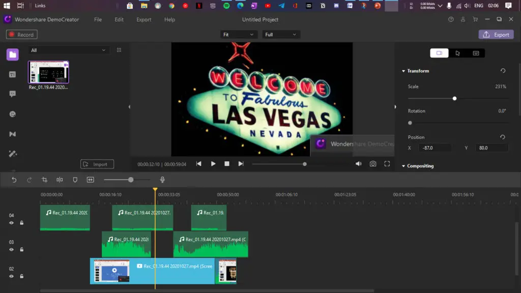 Wondershare Democreator Resizing Video