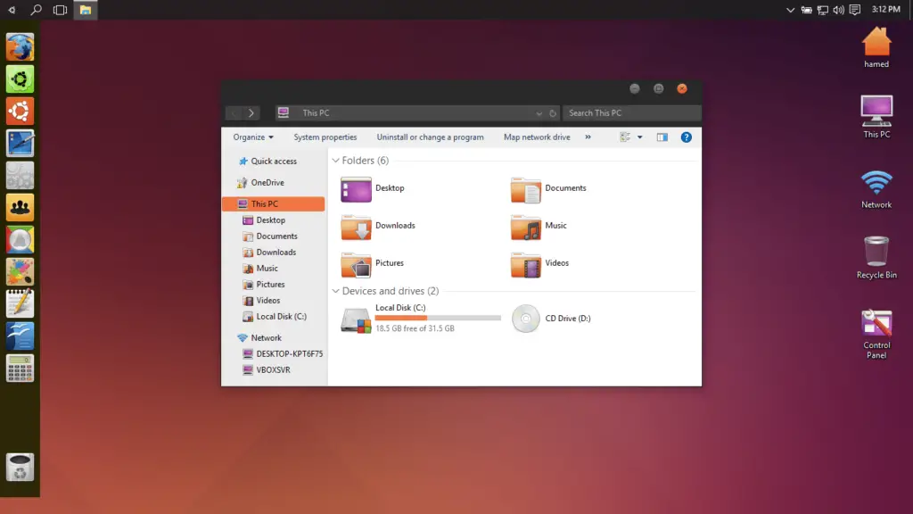 Windows 10 Ubuntu Skin