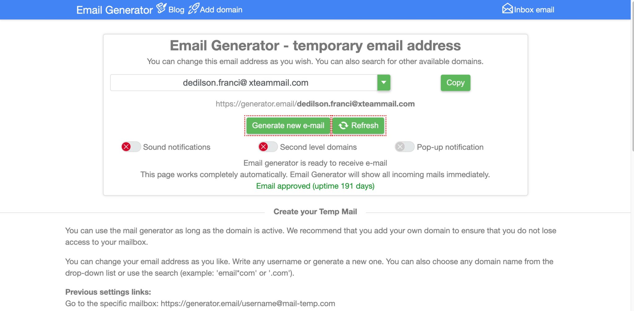 random email generator with usable inbo
