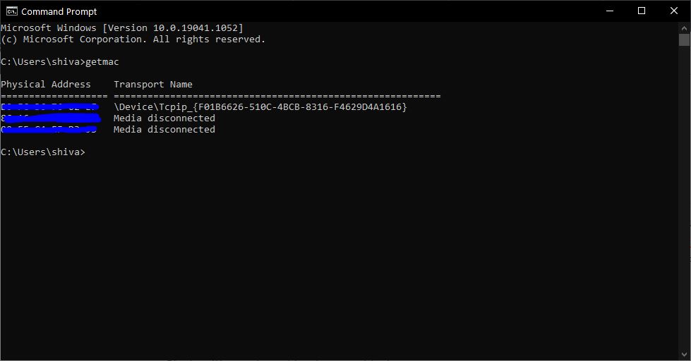 cmd for mac address windows