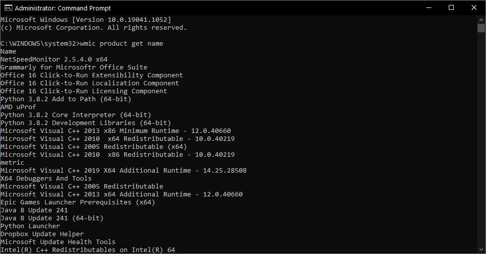 Wmic Product Get Name Cmd Command