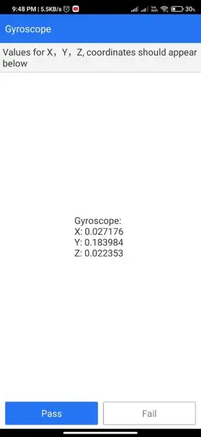 Gyroscope Test In Cit Menu