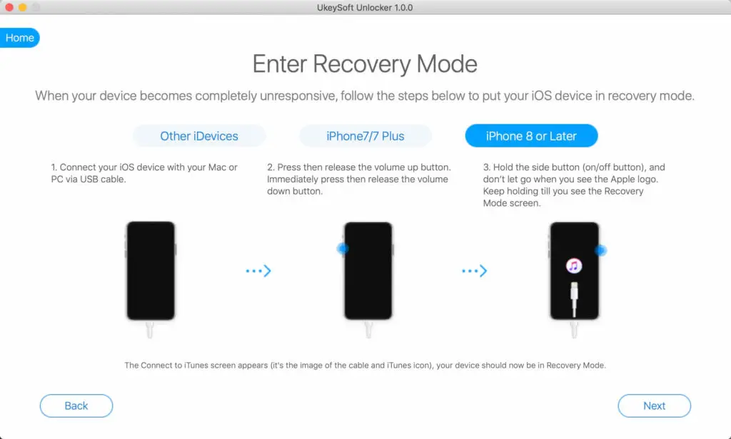 Ukeysoft Unlocker Enter Recovery Mode