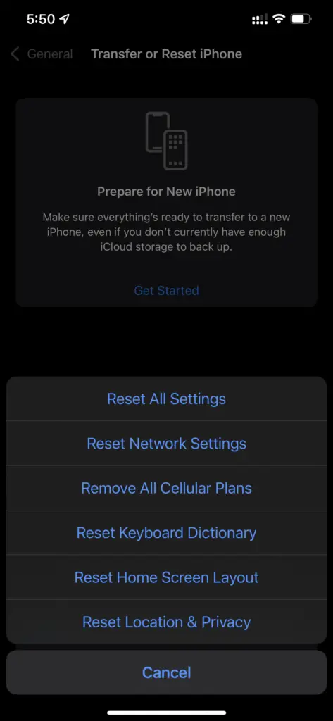 Iphone Reset Settings