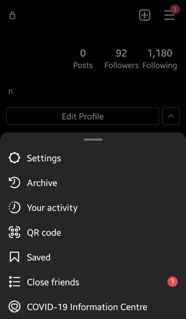 Instagram More Option In Profile