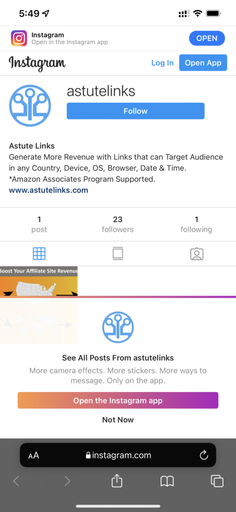 Instagram Profile Using Browser