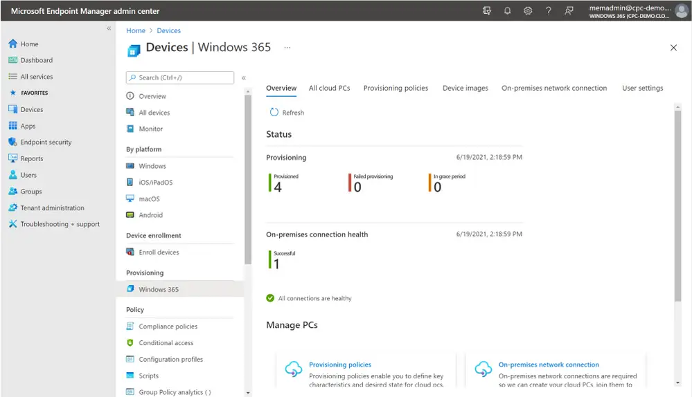 Windows 365 - Microsoft Endpoint Manager