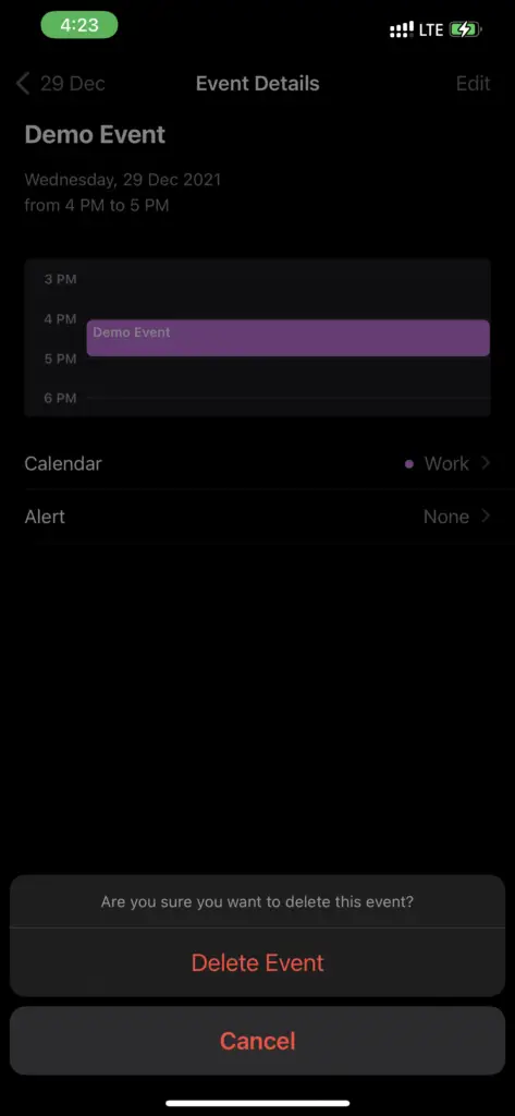 Iphone Calendar - Delete Event
