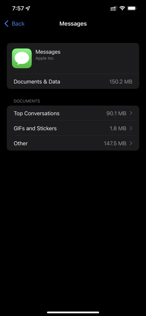 Iphone Settings - Messages Storage