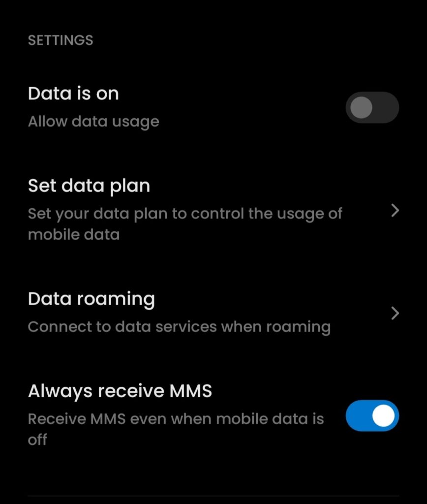 Android Data Settings