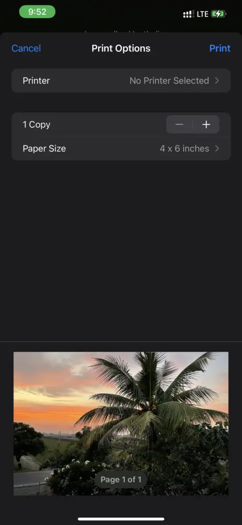 Apple Photos Print Option