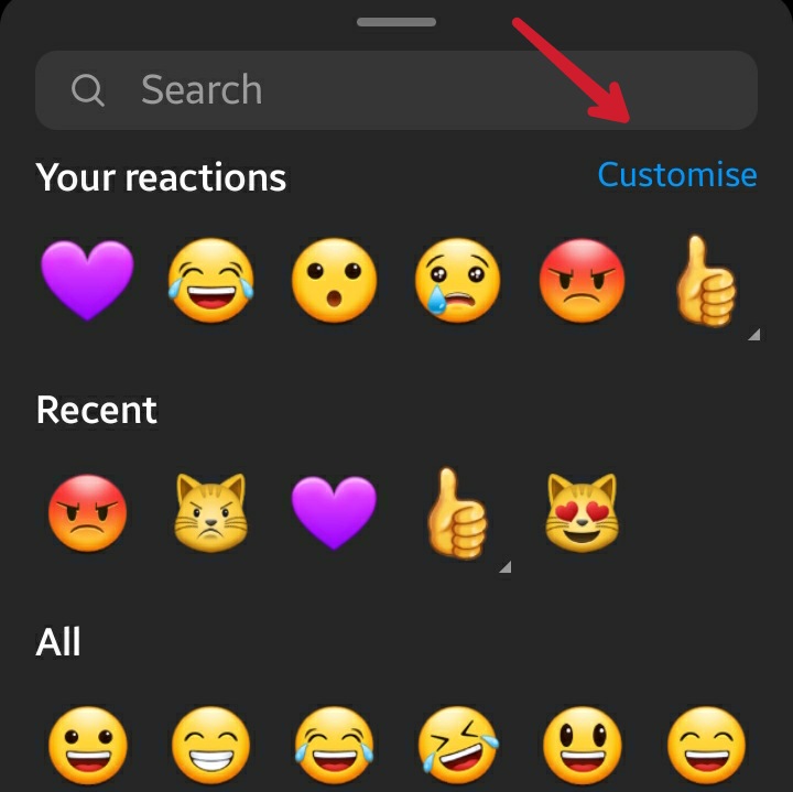 Instagram Message Reaction Customization Option