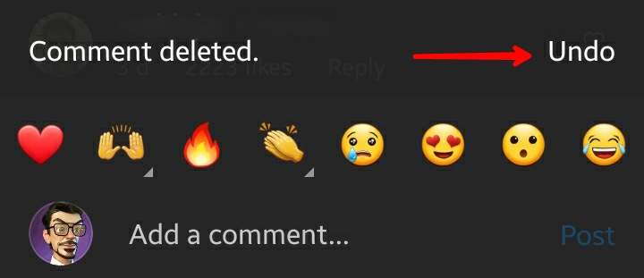 Instagram App Comment Deleted