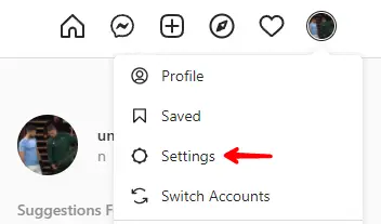 Instagram Desktop - Select Settings