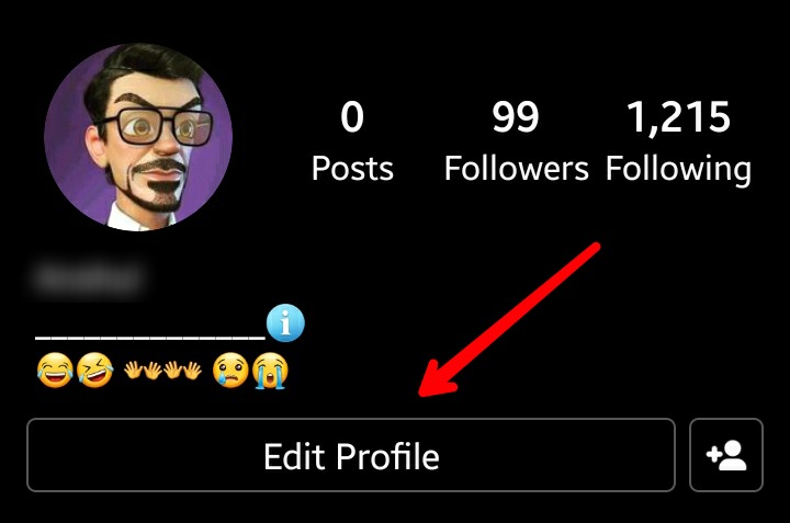 Instagram Profile - Pointing To Edit Profile