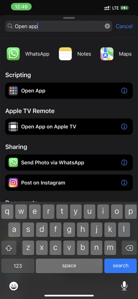 Iphone Shortcuts - Add Action