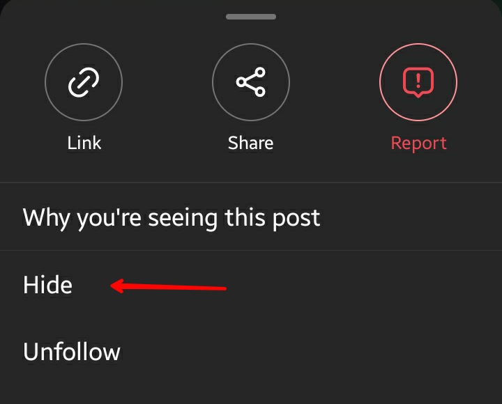 Instagram App Post Hide Option