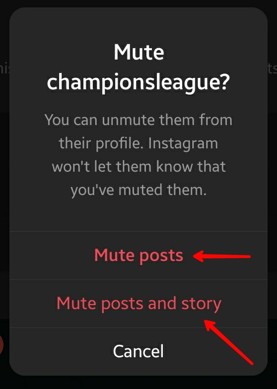Instagram App Post Mute Options