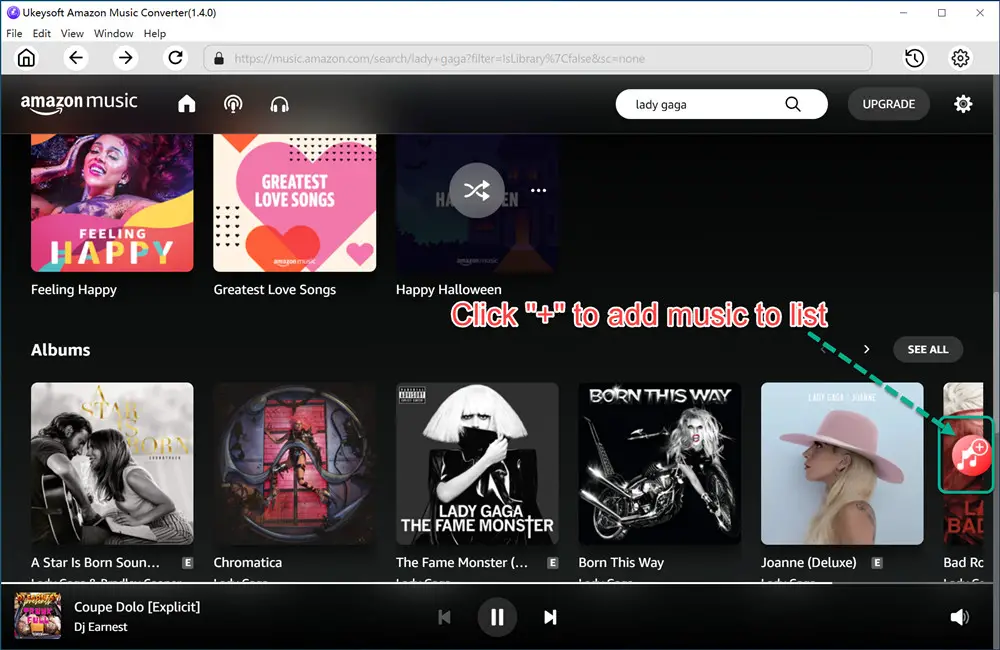 Ukeysoft Amazon Music Converter - Add Music To List