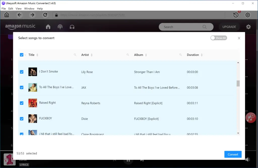 Ukeysoft Amazon Music Converter - Select Amazon Music