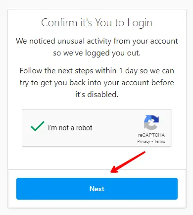 Instagram Website - Confirm Login