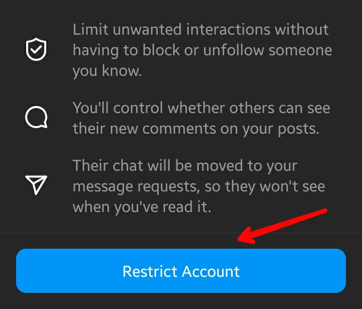Instagram Restrict Account Option