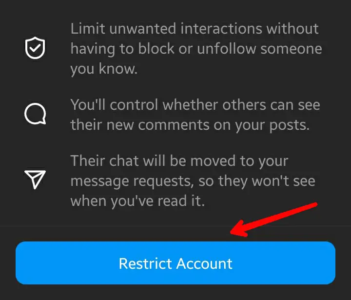Instagram Restrict Account Option